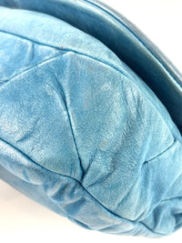 A50481 Blue Iridescent Calfskin Leather Glint Crossbody Bag (2011) - Glampot