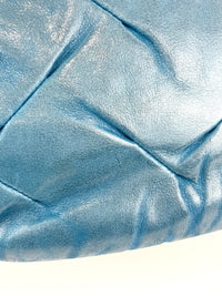 A50481 Blue Iridescent Calfskin Leather Glint Crossbody Bag (2011) - Glampot