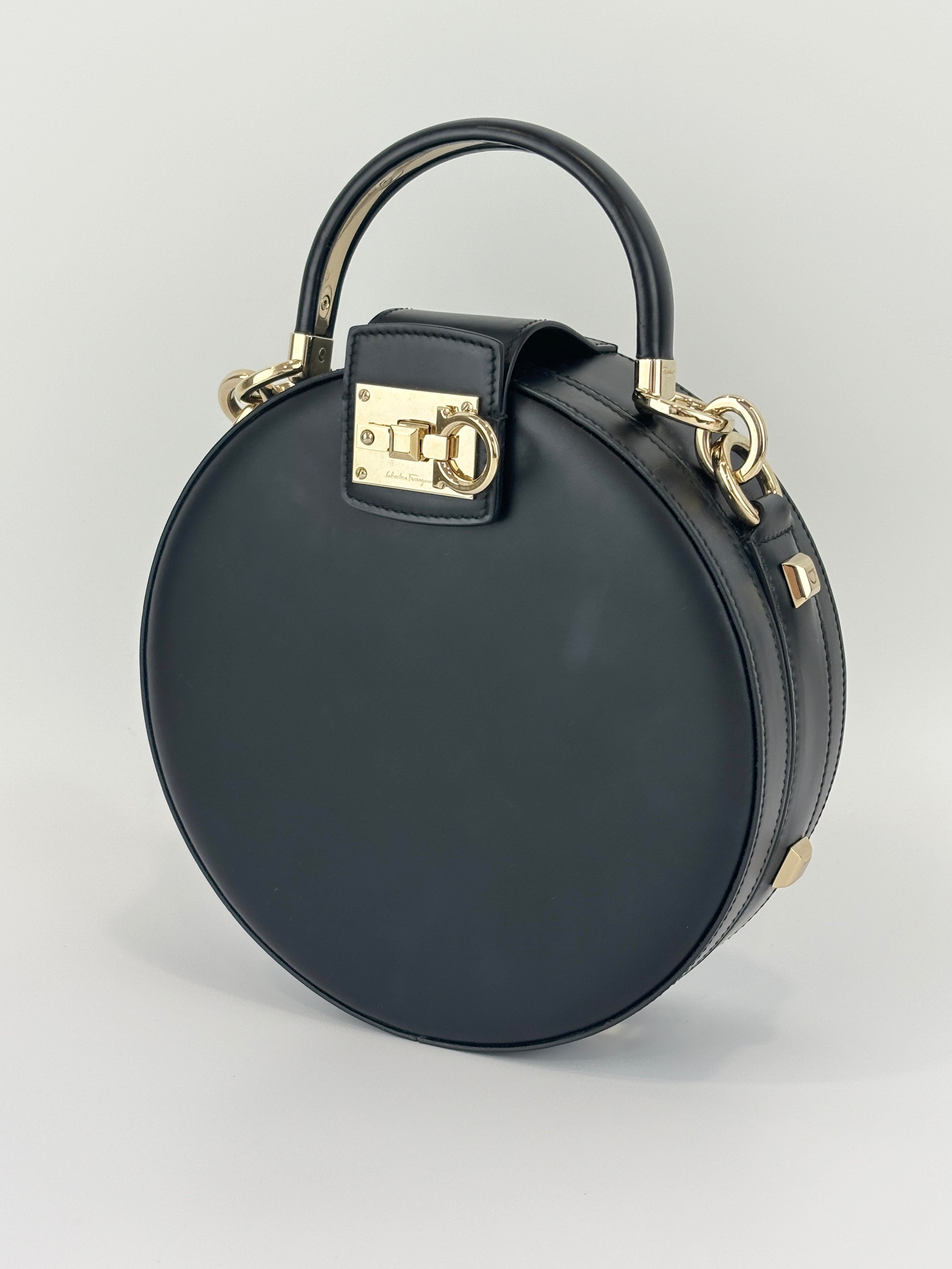 Studio Mini Round Bag Black Smooth Leather