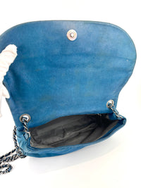 A50481 Blue Iridescent Calfskin Leather Glint Crossbody Bag (2011) - Glampot