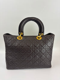 Vintage Large Lady Dior Dark Brown Lambskin GHW