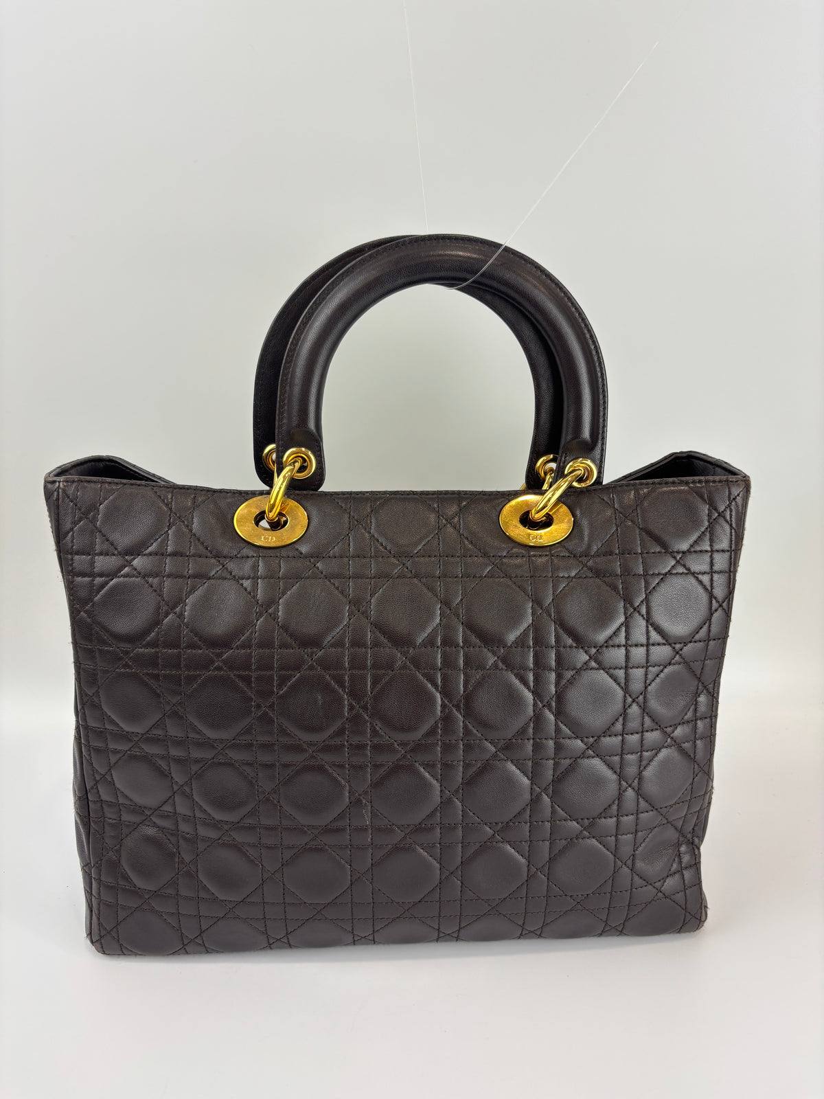 Vintage Large Lady Dior Dark Brown Lambskin GHW