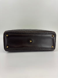 Vintage Large Lady Dior Dark Brown Lambskin GHW