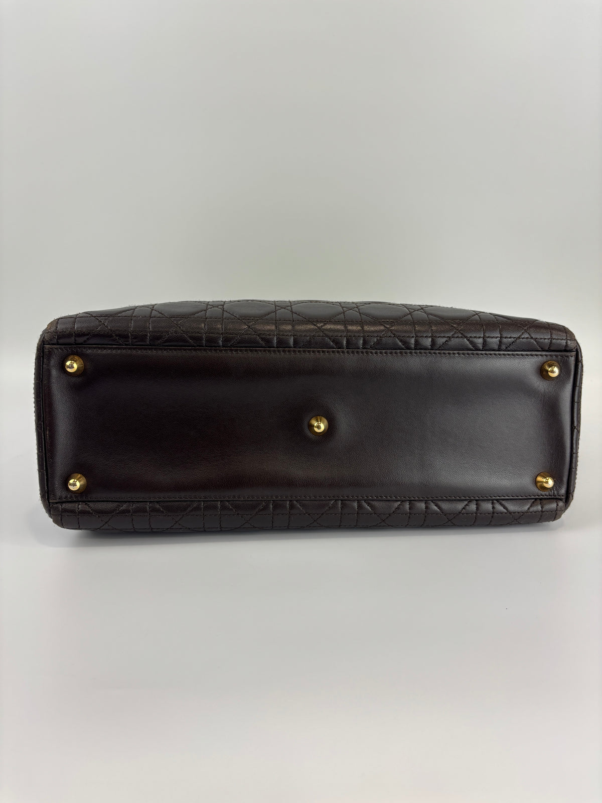 Vintage Large Lady Dior Dark Brown Lambskin GHW