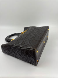 Vintage Large Lady Dior Dark Brown Lambskin GHW