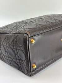 Vintage Large Lady Dior Dark Brown Lambskin GHW