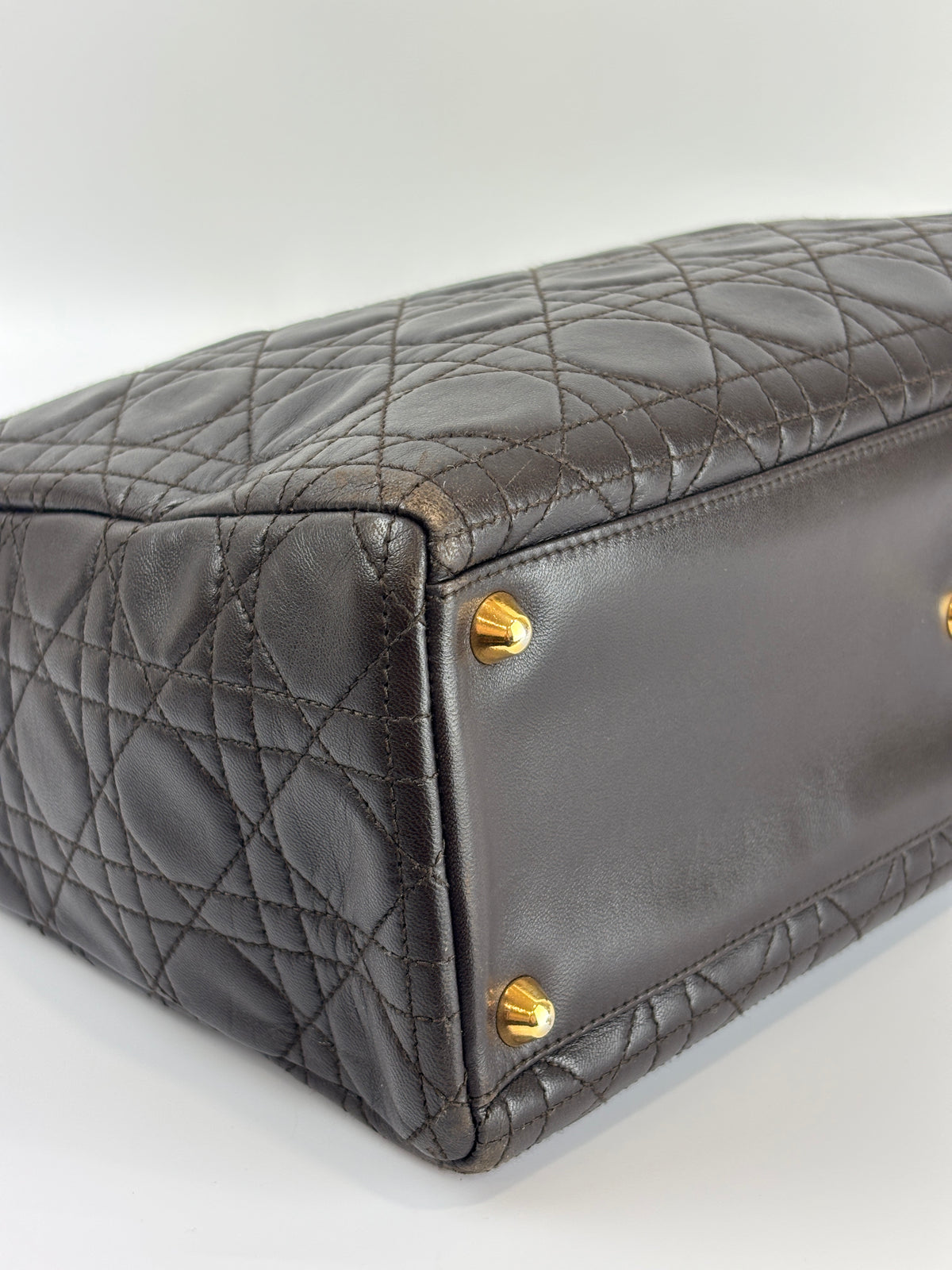 Vintage Large Lady Dior Dark Brown Lambskin GHW