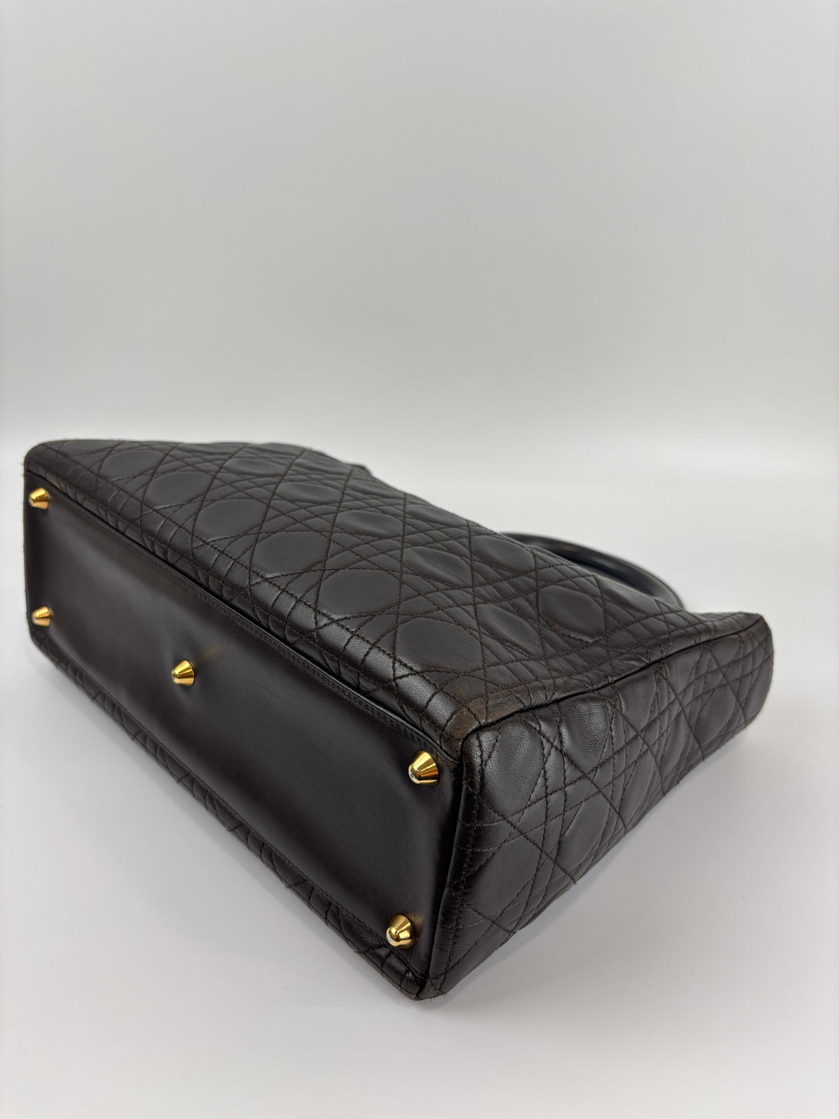 Vintage Large Lady Dior Dark Brown Lambskin GHW