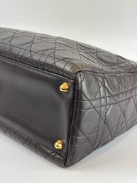 Vintage Large Lady Dior Dark Brown Lambskin GHW
