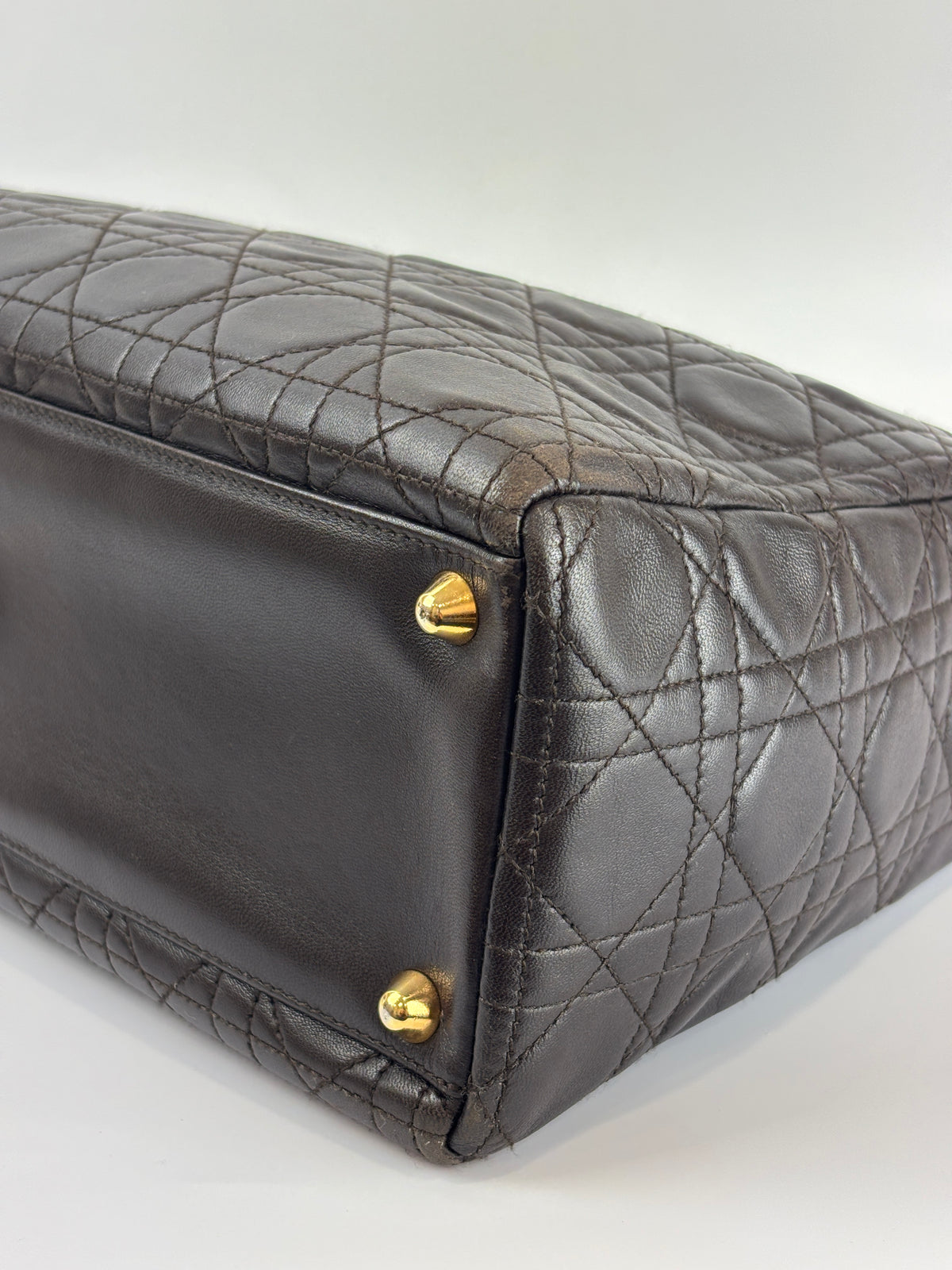 Vintage Large Lady Dior Dark Brown Lambskin GHW