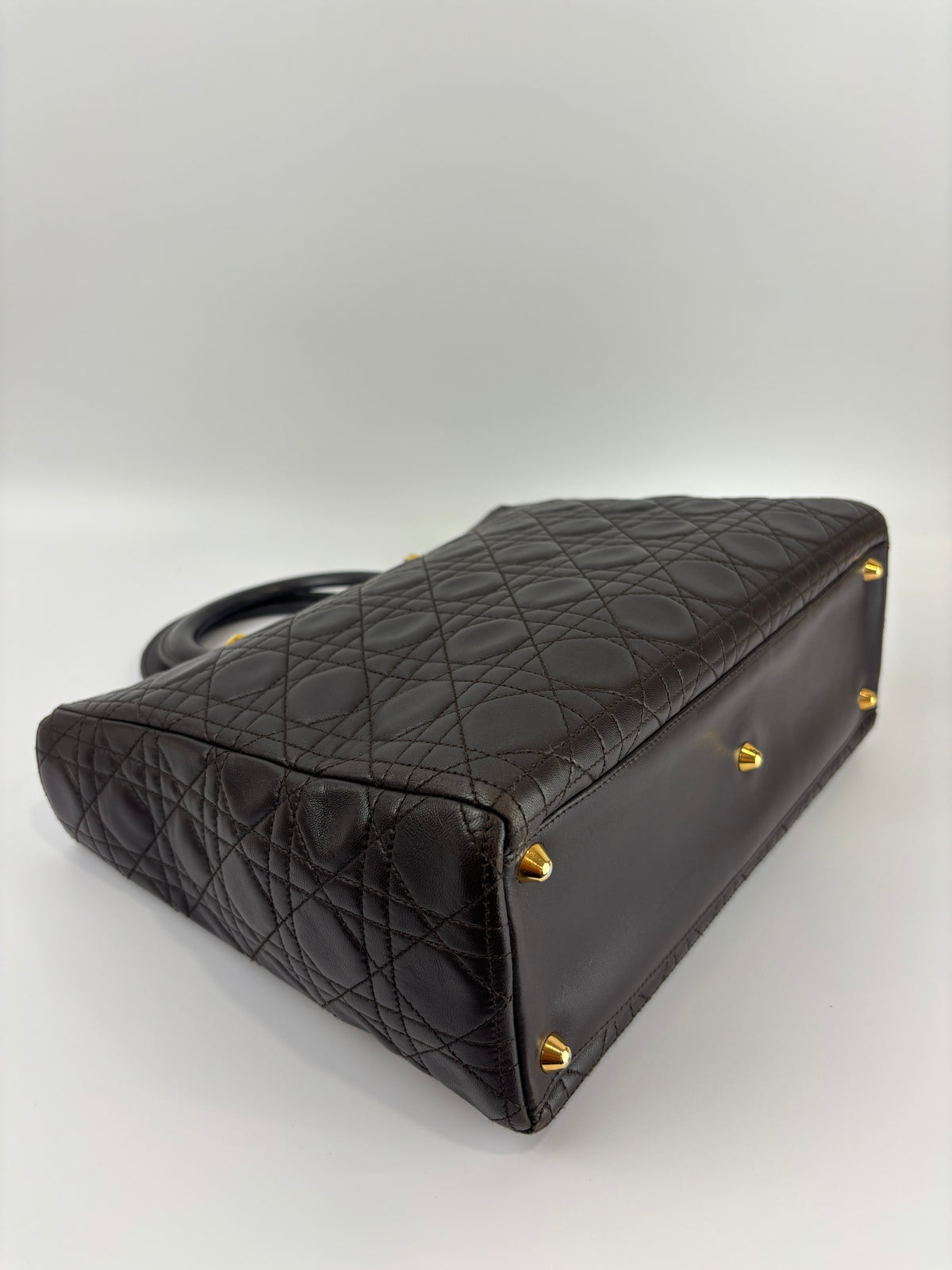 Vintage Large Lady Dior Dark Brown Lambskin GHW