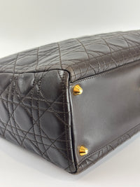 Vintage Large Lady Dior Dark Brown Lambskin GHW