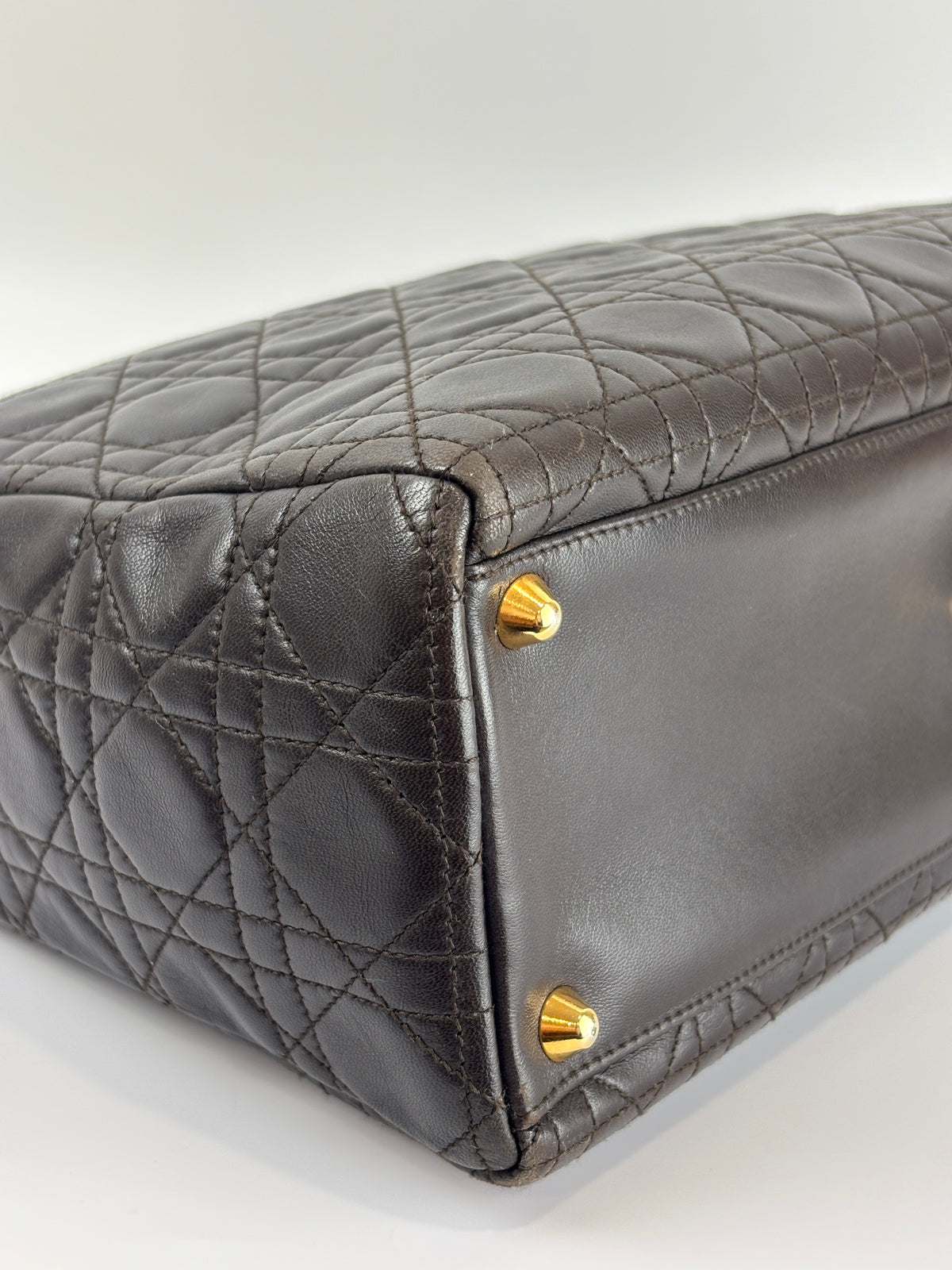 Vintage Large Lady Dior Dark Brown Lambskin GHW