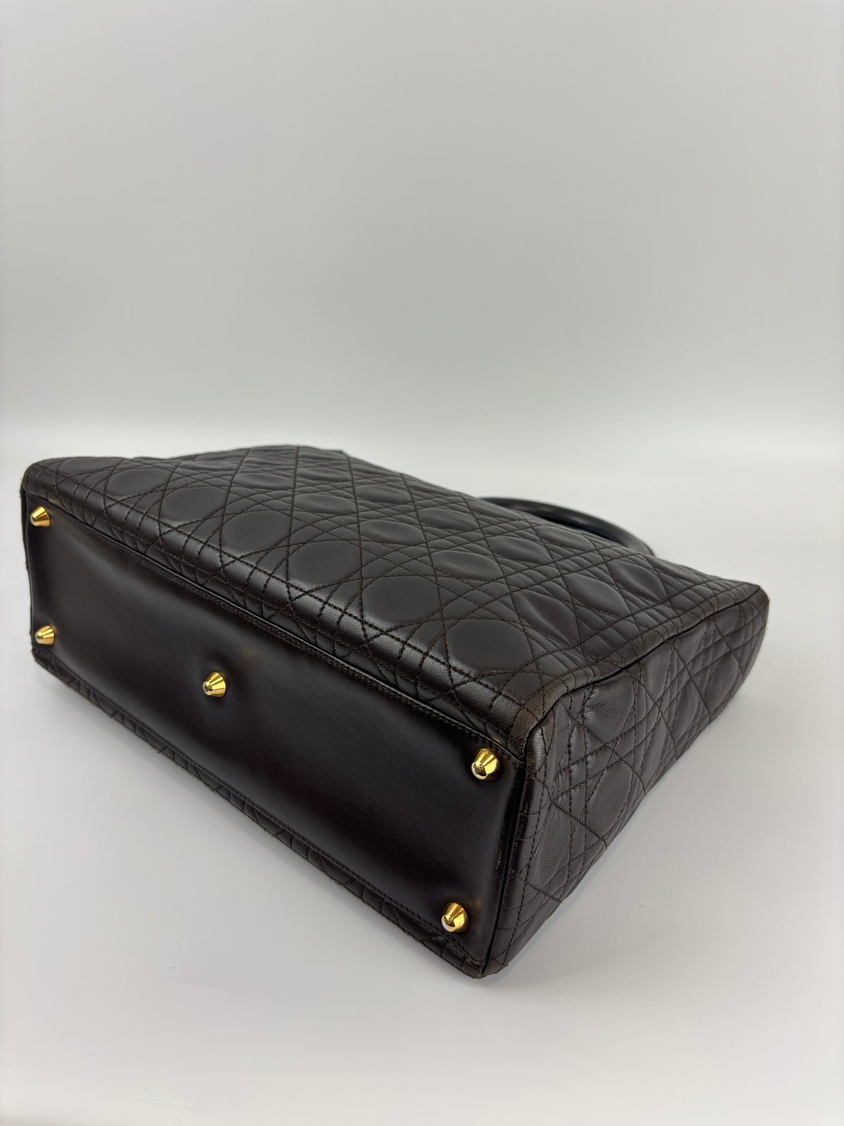 Vintage Large Lady Dior Dark Brown Lambskin GHW