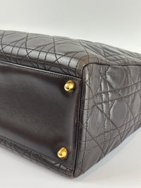 Vintage Large Lady Dior Dark Brown Lambskin GHW