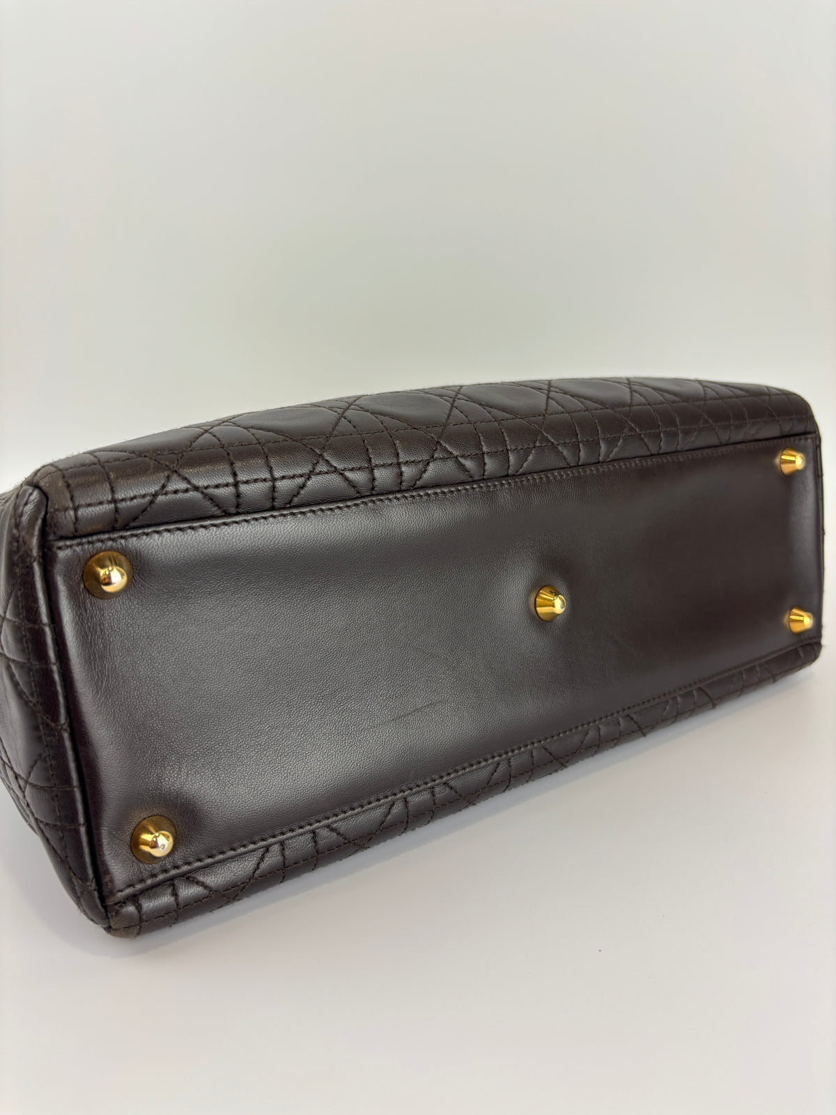Vintage Large Lady Dior Dark Brown Lambskin GHW