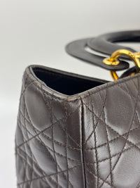 Vintage Large Lady Dior Dark Brown Lambskin GHW