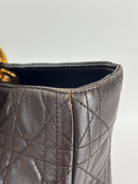 Vintage Large Lady Dior Dark Brown Lambskin GHW