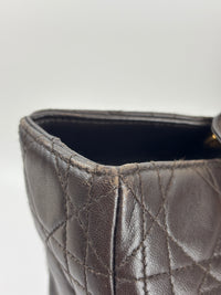 Vintage Large Lady Dior Dark Brown Lambskin GHW