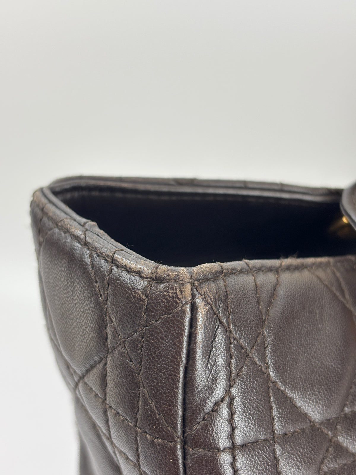 Vintage Large Lady Dior Dark Brown Lambskin GHW