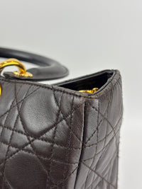 Vintage Large Lady Dior Dark Brown Lambskin GHW
