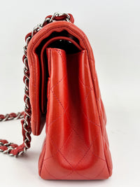 Red Lambskin Jumbo Double Flap SHW