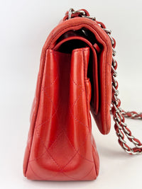 Red Lambskin Jumbo Double Flap SHW