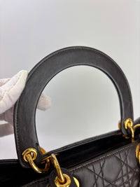 Vintage Large Lady Dior Dark Brown Lambskin GHW