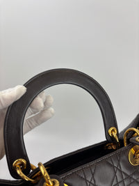 Vintage Large Lady Dior Dark Brown Lambskin GHW