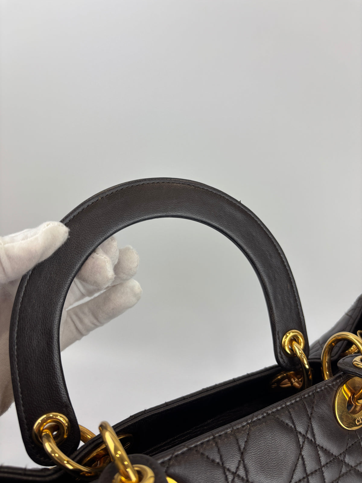 Vintage Large Lady Dior Dark Brown Lambskin GHW