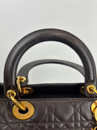 Vintage Large Lady Dior Dark Brown Lambskin GHW