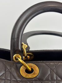 Vintage Large Lady Dior Dark Brown Lambskin GHW