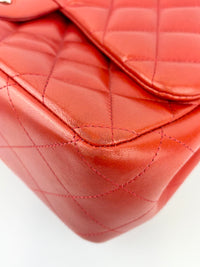 Red Lambskin Jumbo Double Flap SHW