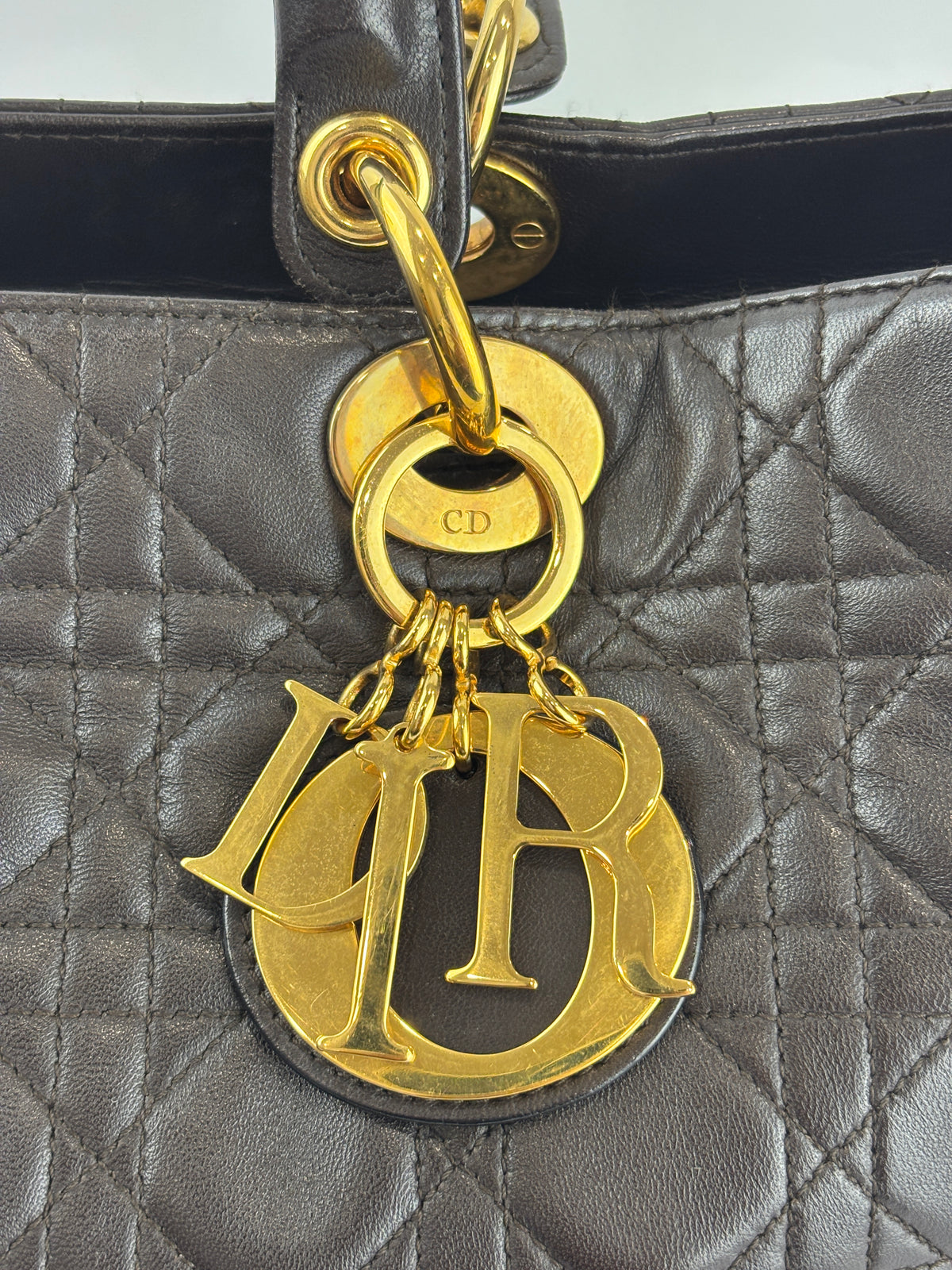 Vintage Large Lady Dior Dark Brown Lambskin GHW