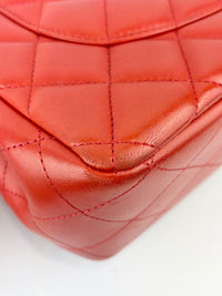 Red Lambskin Jumbo Double Flap SHW