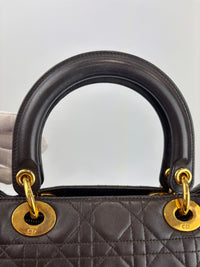 Vintage Large Lady Dior Dark Brown Lambskin GHW