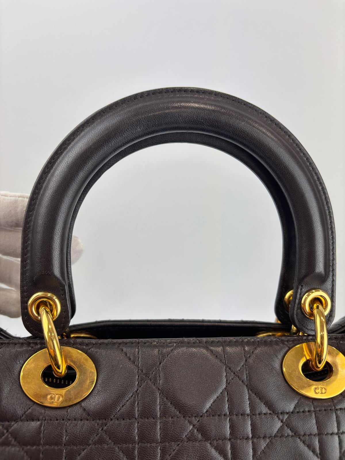 Vintage Large Lady Dior Dark Brown Lambskin GHW