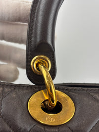 Vintage Large Lady Dior Dark Brown Lambskin GHW
