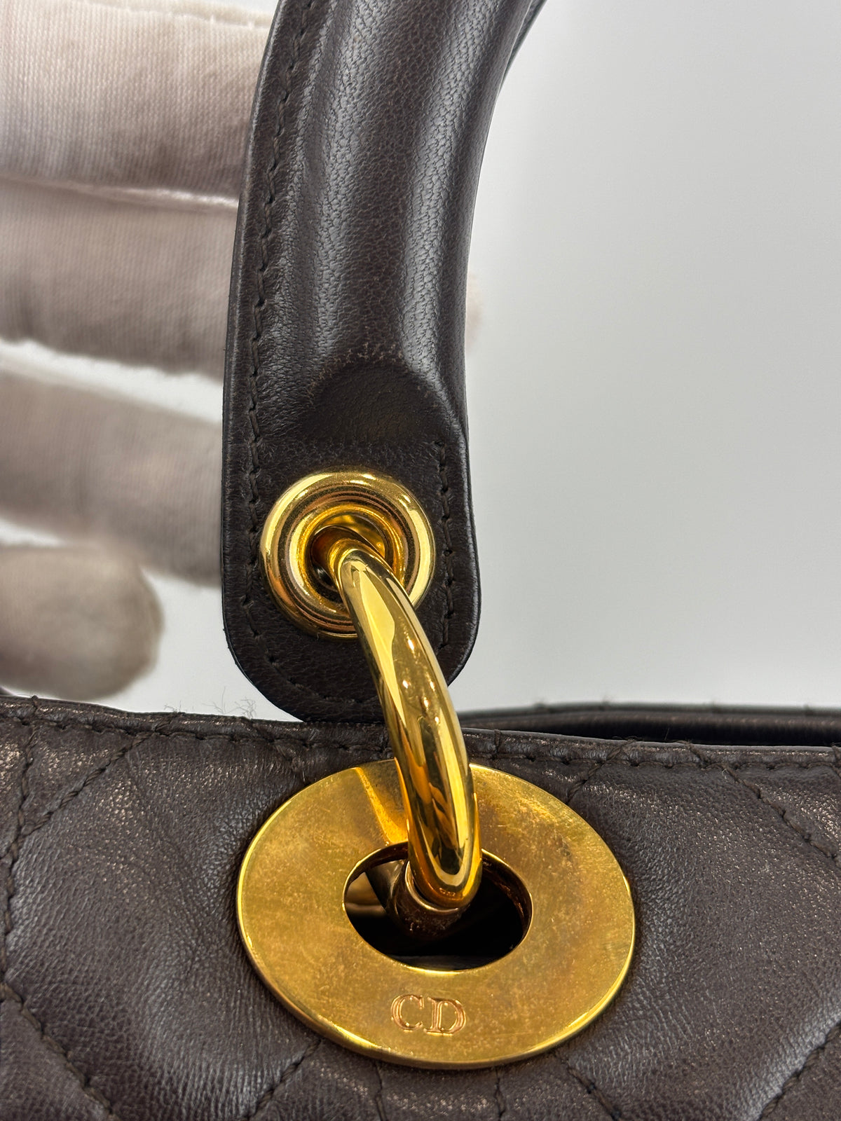 Vintage Large Lady Dior Dark Brown Lambskin GHW