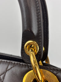 Vintage Large Lady Dior Dark Brown Lambskin GHW