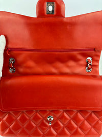 Red Lambskin Jumbo Double Flap SHW