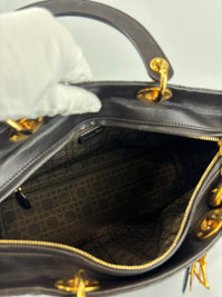 Vintage Large Lady Dior Dark Brown Lambskin GHW