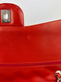 Red Lambskin Jumbo Double Flap SHW