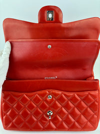 Red Lambskin Jumbo Double Flap SHW