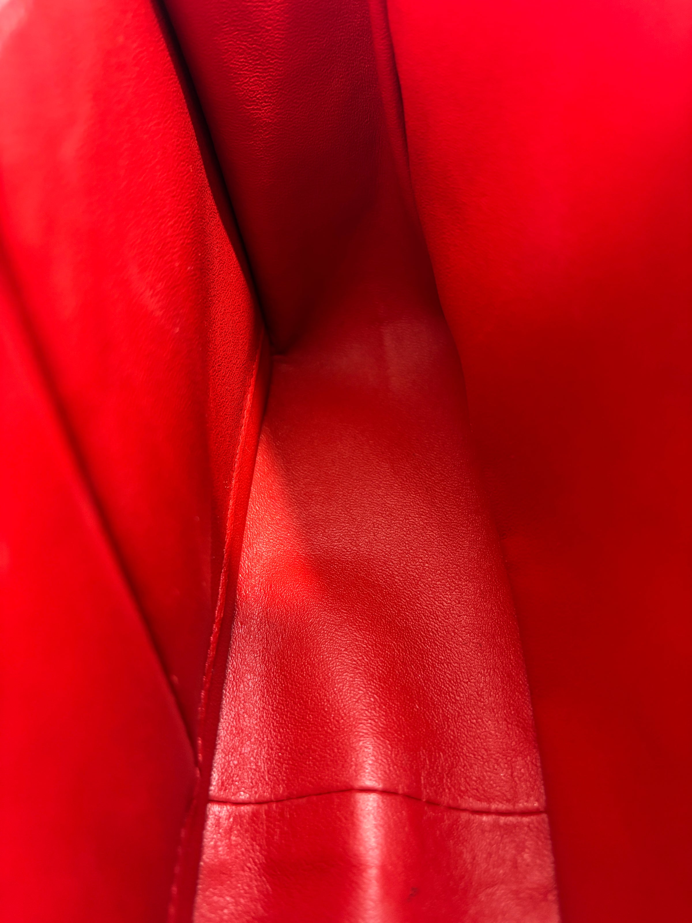 Red Lambskin Jumbo Double Flap SHW