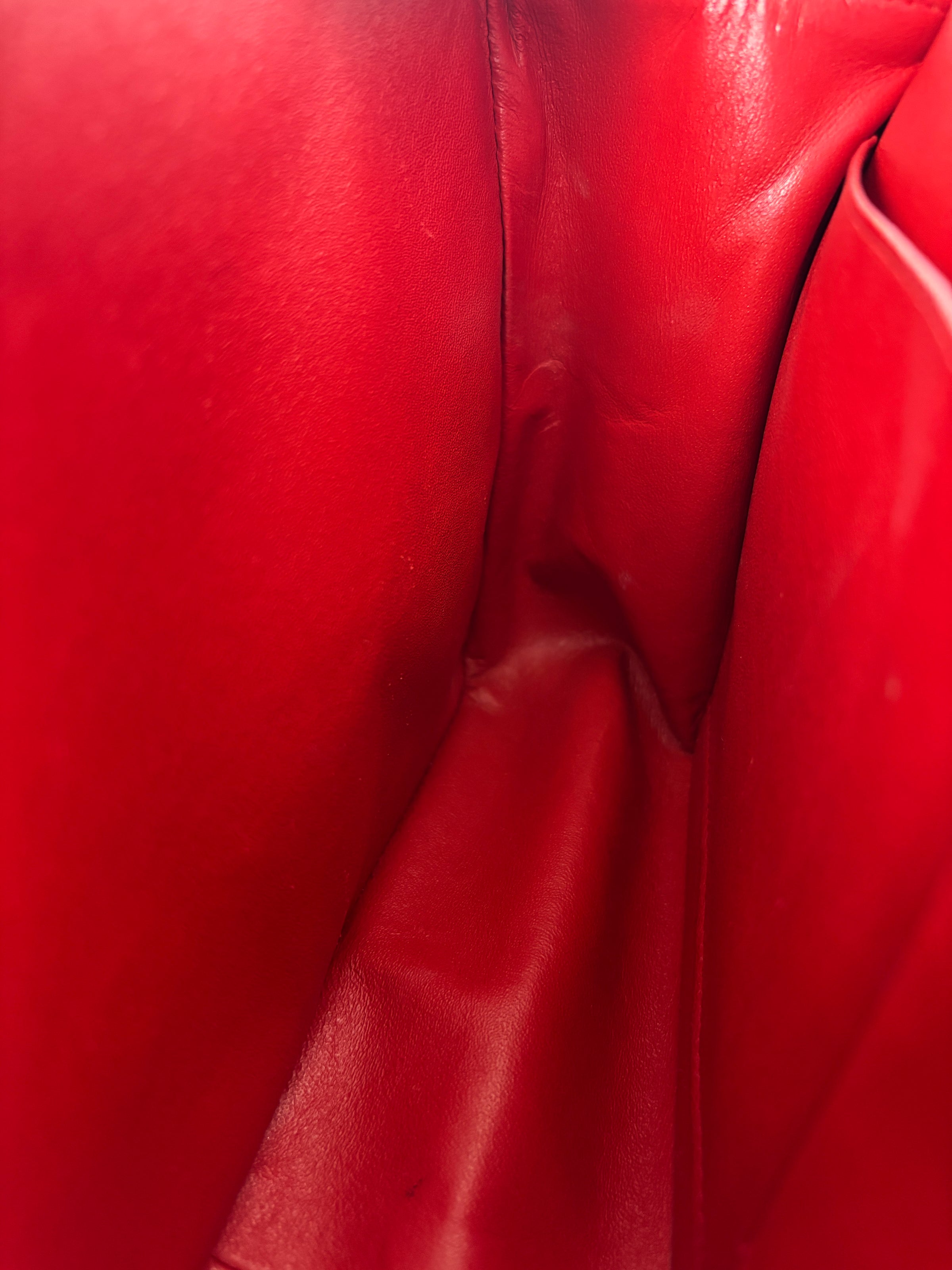 Red Lambskin Jumbo Double Flap SHW