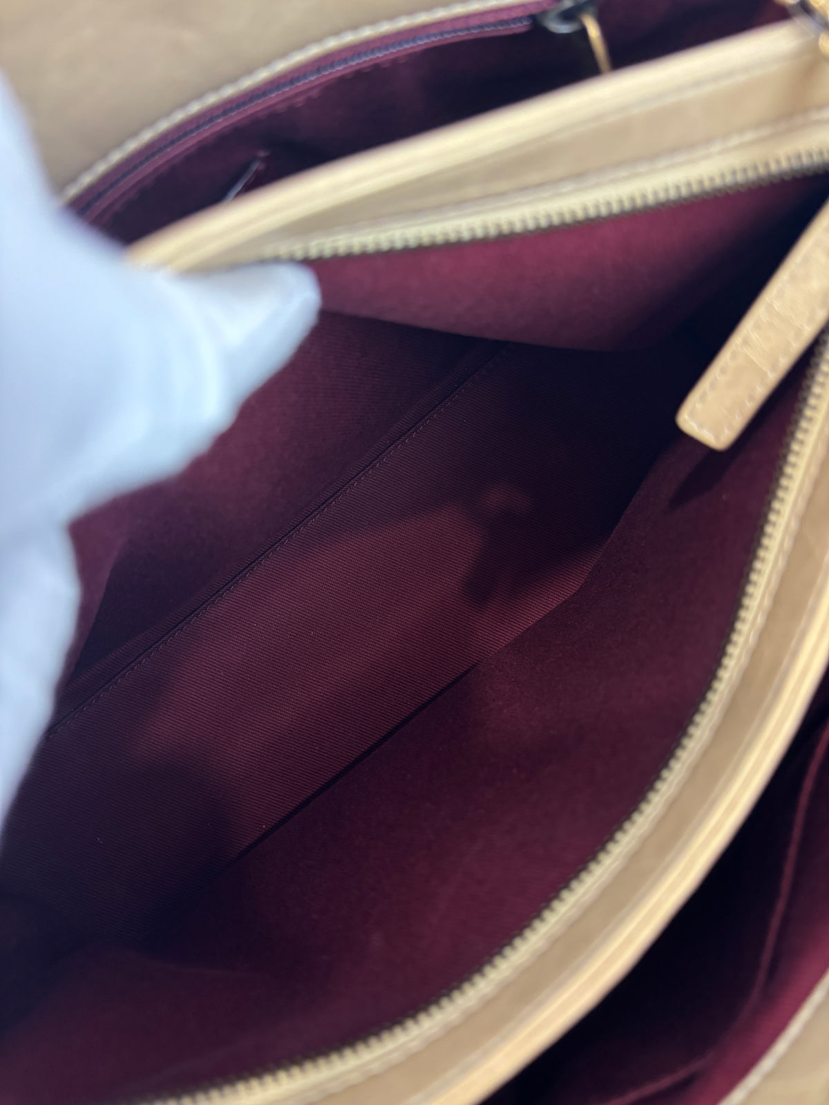 Aged Calfskin Gold Quilted Large Just Mademoiselle Bowling Bag