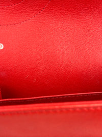 Red Lambskin Jumbo Double Flap SHW