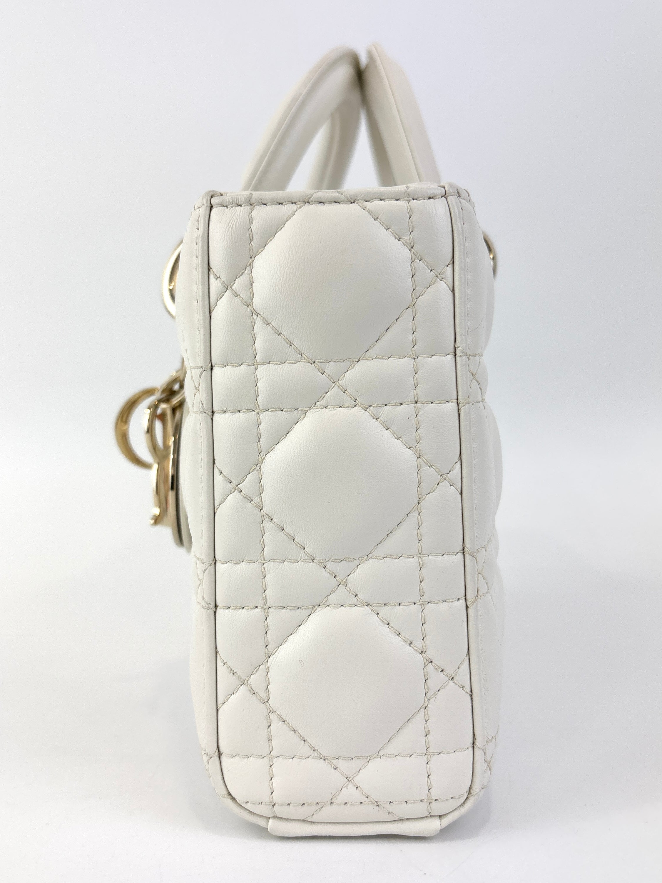 Medium Lady D-Joy Bag in Latte Cannage Lambskin 10-MA-1221 - Glampot