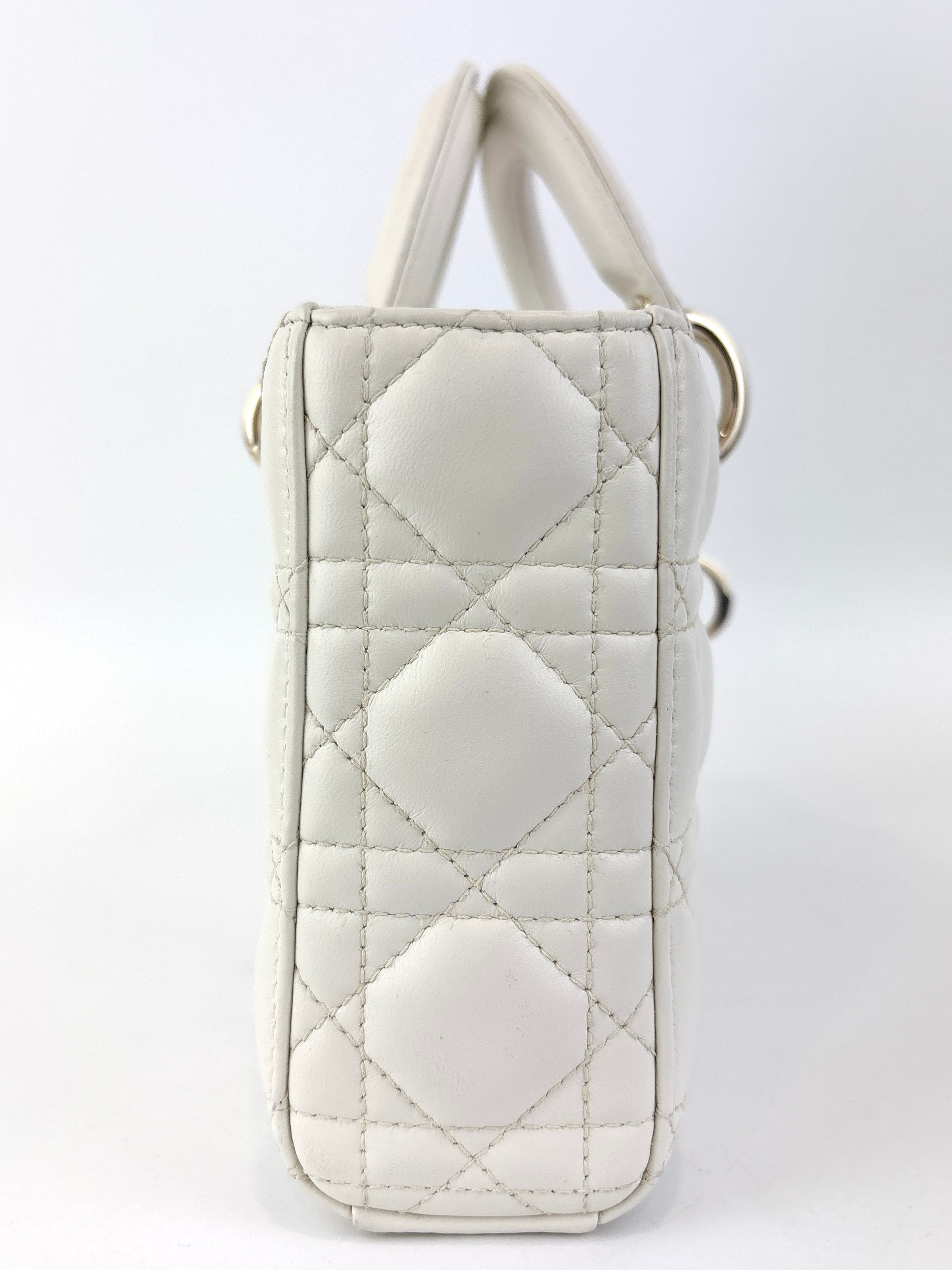 Medium Lady D-Joy Bag in Latte Cannage Lambskin 10-MA-1221 - Glampot